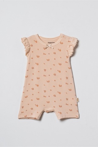 Babycosy Organic Wear %100 Organik Pamuk,2 Li Kız Bebek Tulum,fırfırlı Kısa Kol,yazlık Tulum Set,0-24 Ay,bebek Serisi Şeftali