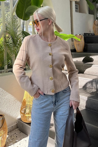 Madmext Bej Kemerli Ve Dokulu Kadın Ceket Mg2209 Bej