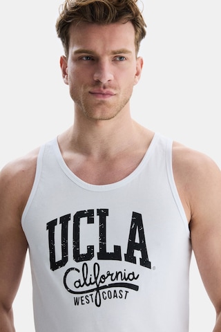 Ucla Pebble Beyaz Sıfır Kol Baskılı Oversize Erkek Tshirt Beyaz