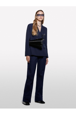 Viskoz Karışımlı Düğme Detaylı Blazer Ceket Kadın Lacivert Ceket - 325a2kvxlw037 Lacivert