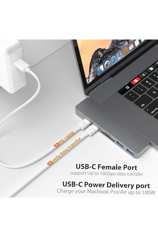 Springsun Usb-c Hub Alüminyum Alaşımlı 7'si 1 Arada Çoklu Bağlantı Noktalı Hub