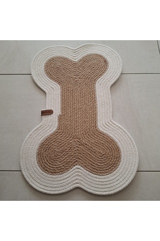 Hasır Jüt Kedi Köpek Mama Paspası, %100 El Yapımı, Pamuk, Hasır,