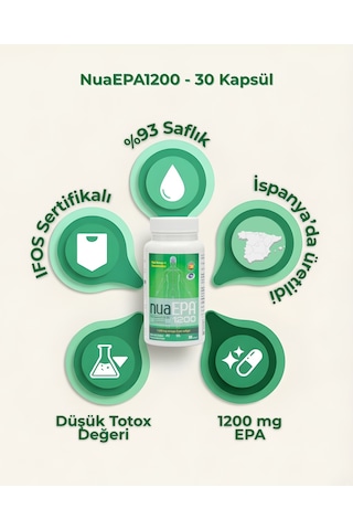 Nua EPA 1200 Omega-3 İçeren Gıda Takviyesi 30 Kapsül