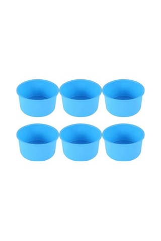 Ulzyvf Silikon Tepsi Seti Mavi, 4 İnç Fırın Kalıbı 6 Parça Mavi