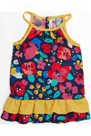 Denokids Çiçekli Kız Bebek Poplin Elbise