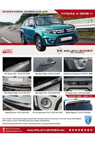 Suzuki Vitara 4 Ön Panjur 4 Prç Krom 2016 ve Sonrası
