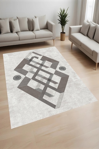Eliana Home Dijital Baskı Yıkanabilir Kaymaz Taban Salon Halısı Ve Yolluk Rvg0995-fnl246 Bej