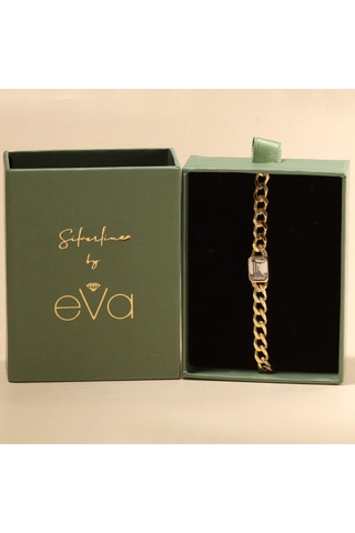 Baget Taşlı Zincir Bileklik 719111 Gold Gümüş