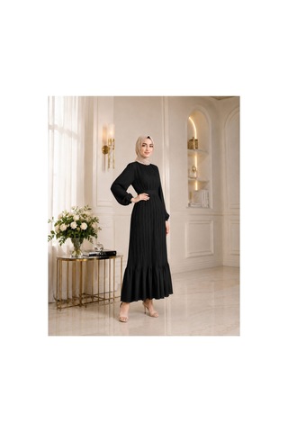 Unika Boutique Kadın Şifon Pileli Elbise Siyah
