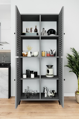 Enwood Deneb Mdf Gri 4 Kapaklı Panjur Kapak Ahşap Ayaklı Kiler