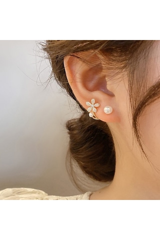 Mizaç Bayanlar Hafif Lüks İnci Çift Katmanlı Küpe Elmas Küpe, Şartname: Eh1291