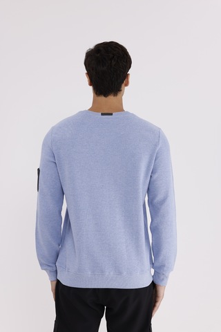 Rowinger Selanik Dokulu Yumuşak Tutuşlu Rahat Kalıp Sade Tasarım Uzun Kollu Sweatshirt Baby Blue