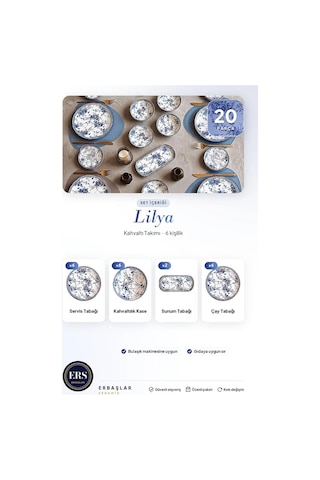 Lilya 20 Parça 6 Kişilik Kahvaltı Takımı Çok Renkli