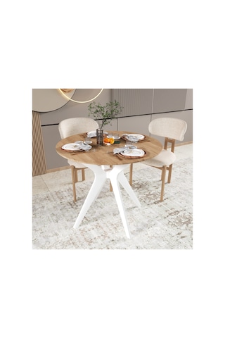 Freya Yemek Masası, 90x90 Yemek Masası, Yuvarlak Yemek Masası Meşe