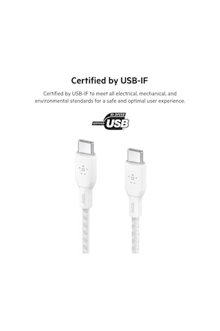Belkin Braided 100w Usb-c Kablo Beyaz - 2 Metre