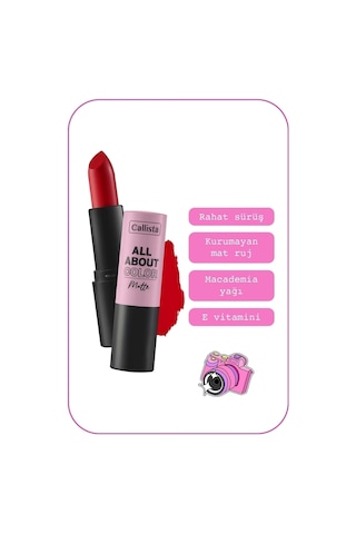 Callista All About Color Matte Lipstick Nemlendirici Mat Ruj - 506 Hot Girl Summer - Kırmızı