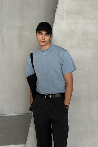 Hyman Erkek %100 Pamuk Oversize Basic T-shirt Açık Mavi