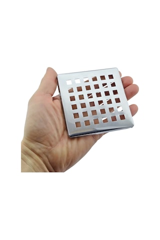 Krom Yer Süzgeci Kare Gider Kapağı 10cmx10cm Paslanmaz Çelik Banyo Duş Yer Sifonu Izgaralı Kapak