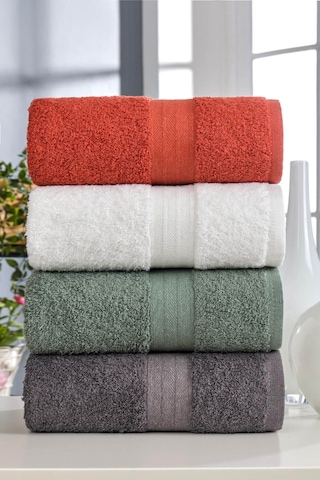 4 Lü El Yüz Havlu Seti %100 Pamuklu 50x85 Cm Mabel Antrasit