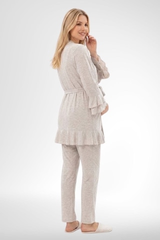 Mecit Pijama Mecit 6403 Sabahlıklı Lohusa Pijama Takımı Vizon