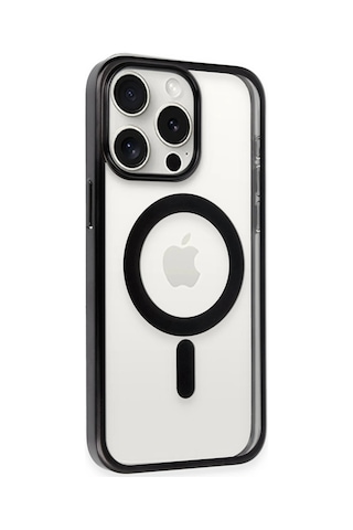Newface - 811 - Apple Uyumlu iPhone 15 Pro Max Kılıf Erozi Magsafe Kapak - Lvsqvr - - Siyah