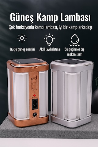 Güneş Enerjili Çok Fonksiyonlu Taşınabilir Kamp Lambası Su Geçi