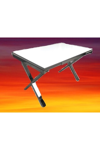 Masa Yandan Açıl X Ayak Metal Transmisyon çelik nikelaj glosspan tabla itinalı paket ve kargo El Yapım