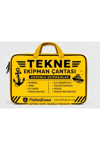 Fishingross Tekne Ekipman Çantası 8 Parça Zorunlu Ekipman Seti Deniz Güvenliği İçin Sarı