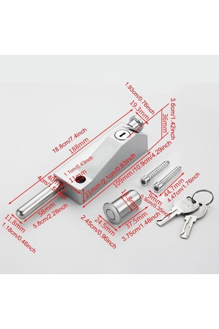 Jokmae Su Geçirmez Kapı Mandal Kilidi - Gümüş, 2 Anahtarlı