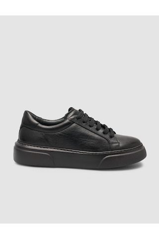 Monamae %100 Hakiki Deri Siyah Kadın Sneaker Siyah