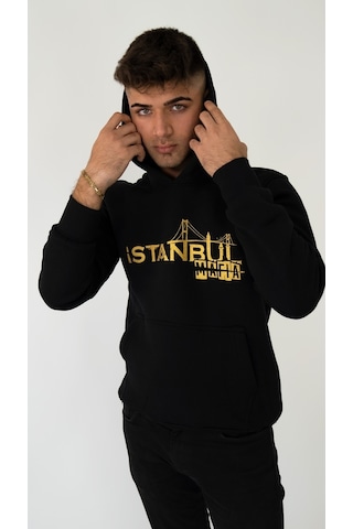 Istanbul Mafıa Kapşonlu Siyah Unisex Sweatshirt Hoodie Polar