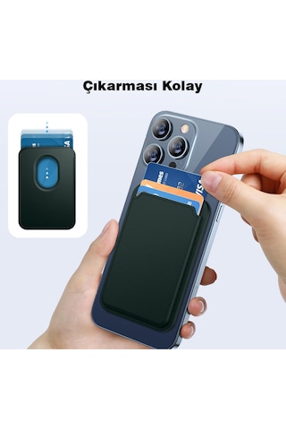 Samsung Galaxy A07 / A17 / A27 / A37 / A57 Uyumlu Magsafe Cüzdan Kartlık Suni Deri Kartlık Haki