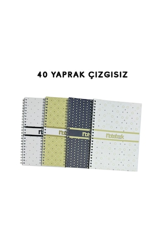 A5 Spiralli Puantiyeli Defter 40 Yaprak 4'lü Tamamı Çizgisiz