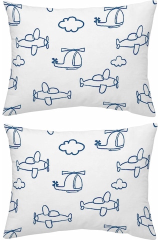 Makiteks Yüzde Yüz Pamuklu 2 Adet 35x45 Cm Ucak Desenli Bebek Yastık Kılıfı Beyaz