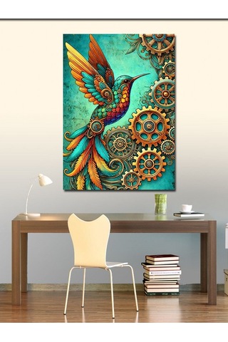 Kanvas Tablo Mekanik Kuş Ve Sanat Çarkları 70cmx100cm