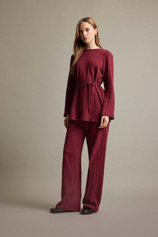 Defacto Regular Fit Bisiklet Yaka Bağlamalı Uzun Kollu Tunik F5369ax25aubr115 Bordo