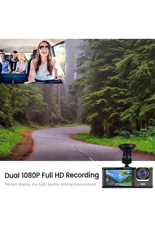 Padalink "3'lü Kameralı Araç Kayıt Cihazı: 1080p Ön + İç + Arka Görüş, Gece Görüşlü, Wifi Bağlantılı, 2 İnç Ekran"