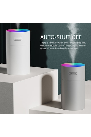 Skycity Ev İçin Usb Renkli Led Işıklı Sessiz Nemlendirici, Nano Sprey Teknolojisi, Otomatik Kapanma, 2 Modlu 4-6 Saat