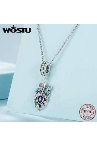 Wostu 925 Ayar Gümüş Tavuskuşu Tüyü Kolye Boncuk Bilezik Dıy Takı İçin Gümüş