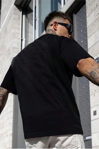 Hırsch Unisex Siyah California Baskılı Oversize T-shirt SIYAH