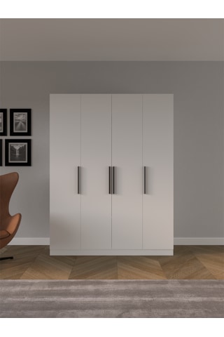 Niro 4 Kapaklı Gardrop, Askılı Ve Raflı, 160 Cm - Beyaz