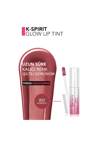 Flormar K-spirit Glow Lip Tint Yoğun Nemlendirici & Işıltılı Uzun Süre Kalıcı Dudak Tint'i 003blossompop