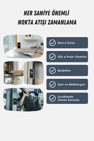 GWORKE Gt-3 Dijital Kum Saati, Pomodoro Zamanlayıcı, Öğrenci Kronometresi, Mutfak, Odaklanma - Beyaz