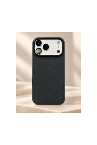 Phone 17 Pro Max Uyumlu Dokulu Kumaş Kılıf Kamera Korumalı Şık Tasarım Midnght Black - 936004039 Midnght Black