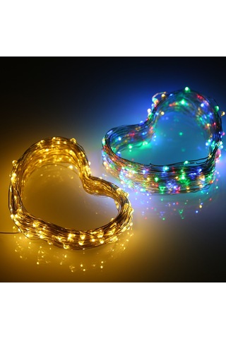 Konesam Güneş Enerjili Bakır Tel Işık Zinciri 10m 100 Led 6w 8 Işık Modu Islak Beyaz Çimen Işığı