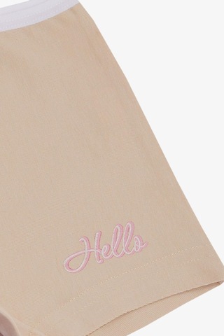 Breeze Kız Çocuk Boxer Hello Yazı Baskılı 5-11 Yaş, Bej-bej Bej