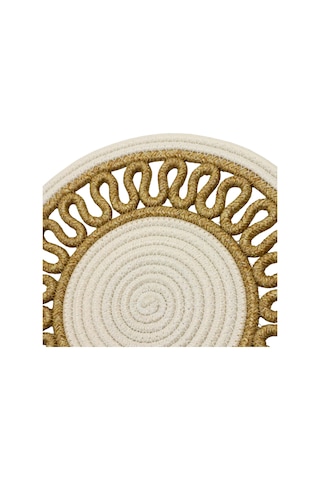 Jutty Hasır Görünümlü Jüt Dokuma Yuvarlak Krem Natural Örgü Dekoratif Amerikan Servis 32x32 Cm Supla Krem