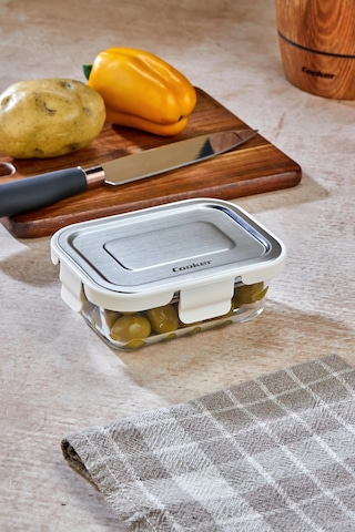 Cooker 370 Ml Cam Saklama Kabı - Sızdırmaz, Paslanmaz Çelik Kapaklı, Gıda Saklama