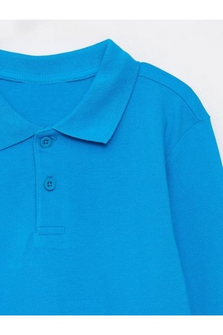Waynap Unisex Uzun Kol Lakos Polo Yaka Okul Tshirt Mavi