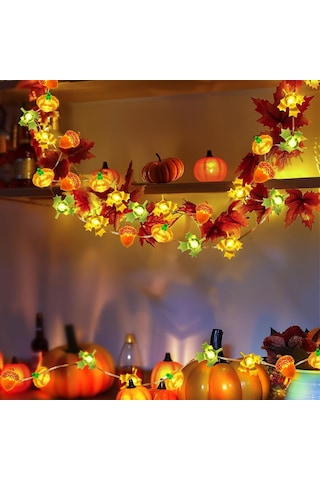 10ft 30 Led Balkabağı Akçaağaç Yaprağı Pil İle Çalışan Işık Dizisi Sonbahar Hasat Masası İç Mekan Dış Mekan Sonbahar Cadılar Bayramı Şükran Günü Parti Süslemeleri Hediyeler Çok Renkli